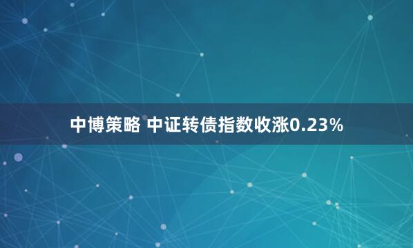 中博策略 中证转债指数收涨0.23%